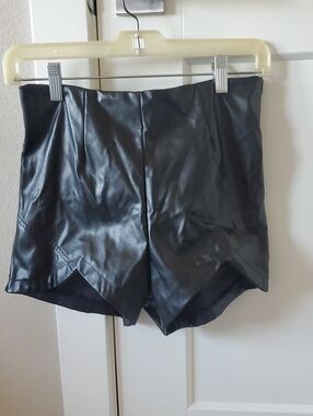 Spirit Black Faux Leather High-Waist Shorts